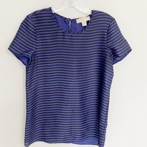 Michael Kors Blue & Black T-shirt Blouse, Size S